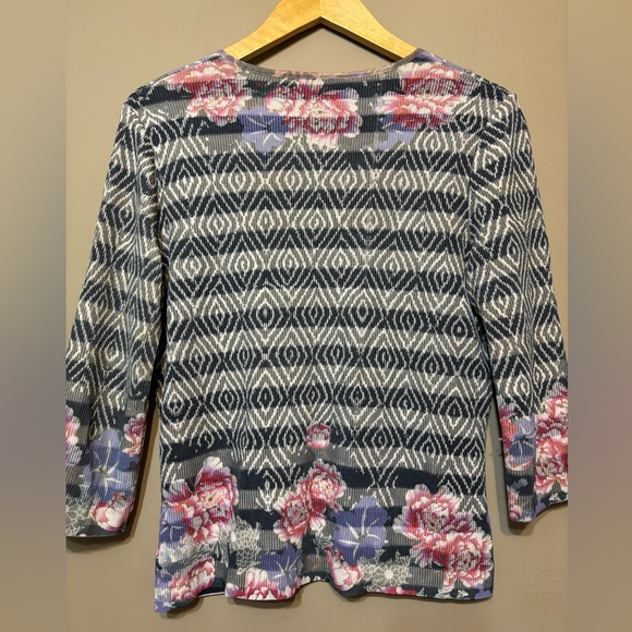 MARC CAIN Cotton Viscose Blend Lightweight Full Zip Floral Cardigan - Picture 2 of 8